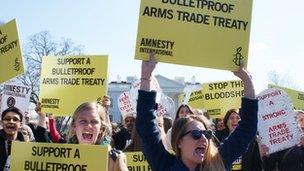 Demonstrators outside the White House, Washington DC, 22 March 2013