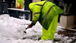 Parish of St Helier worker clearing snow