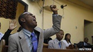 An evangelical church service in Rio de Janeiro