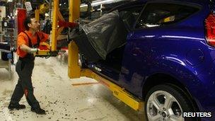 A worker at a Ford factory in Cologne