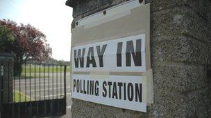 Polling station sign