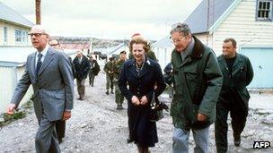 Touring Port Stanley in the Falkland Islands, 8 January 1983