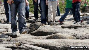 Pupils feet on ruins