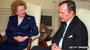 Baroness Thatcher and George Bush senior