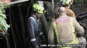 Rescuers at the Gleision Colliery