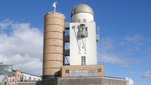 Observatory in front of Swansea marina