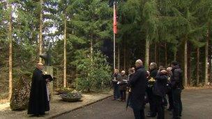 A special memorial service is held in woodland in Switzerland to mark the 40th anniversary of the Basle air crash