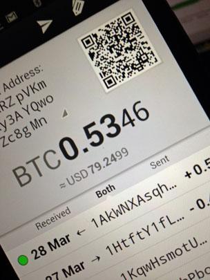 Bitcoin display on phone