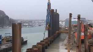 Work on the wall in the berth in Weymouth