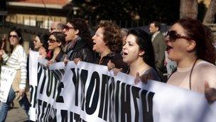 Protestors in Nicosia