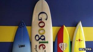 Surfboards in Google office