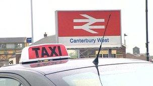 Taxi outside Canterbury West railway station