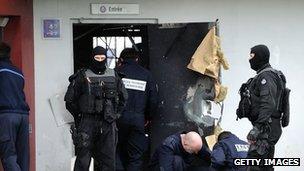 Police investigators outside Sequedin prison on the outskirts of Lille