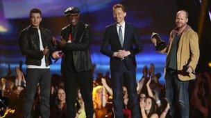 Stars of The Avengers accept the award for MTV Movie of the Year