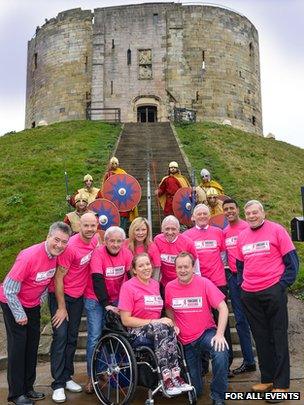 Marathon supporters at York castle