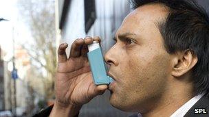 Man using inhaler