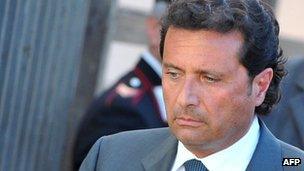 Costa Concordia Captain Francesco Schettino leaves court in Grosetto, Italy on 15 April 2013