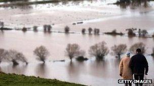 Flooding on the Somerset Levels at Glastonbury