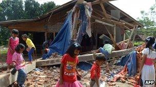 The ruins of the Taman Sari Batak Christian Protestant Church in Bekasi, on the outskirts of Jakarta, 31 March 2013