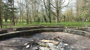 Fire pit, Little Abington Campsite, south Cambridgeshire