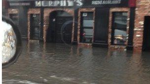 The scene in Market Street, Downpatrick on Tuesday