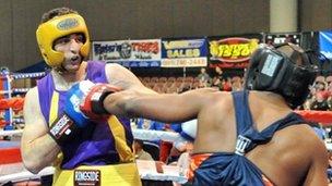 Tamerlan Tsarnaev takes part in a boxing match in Salt Lake City, Utah, in May 2009