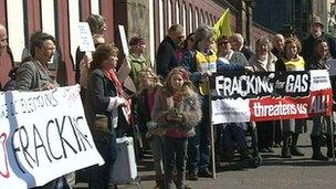 Anti-fracking campaigners in Preston