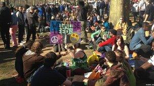 Protesters gathered in Hyde Park