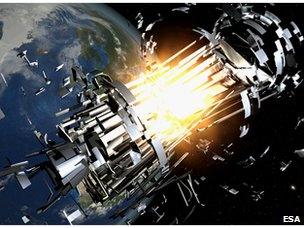 Space collision artist's impression