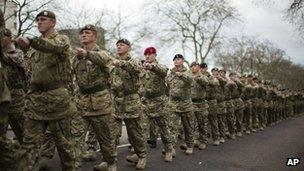 British soldiers marching