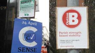 Option A, B and C campaign posters