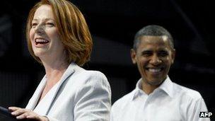 File photo: Julia Gillard and Barack Obama