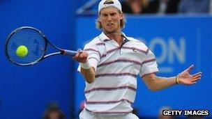 Andreas Seppi of Italy in action at the Aegon tournament at Eastbourne in 2012