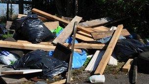 Pile of illegally dumped waste (Fiona Hanson/PA)