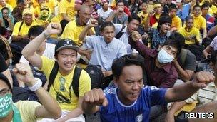 Demonstrators at a Bersih rally on 28 April 2012