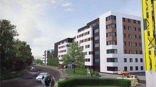 Artist's impression of student accommodation in Madeira Road
