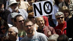 Protesters in Spain demonstrate against regional government spending cuts