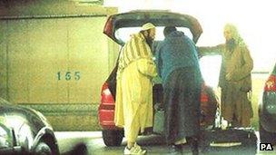 Other members of the cell - Irfan Nasser, Rahin Ahmed and Irfan Khalid - at Birmingham Airport