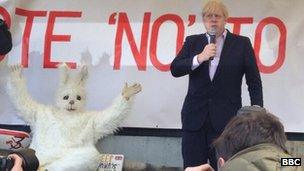 Mayor Boris Johnson speaks at the rally