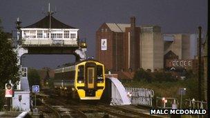 A train on Selby swing bridge