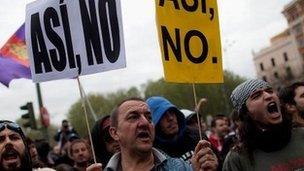 Anti-austerity protestors took to the streets of Madrid again last week to proclaim, "not this way"