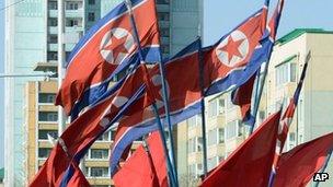 North Korea flags