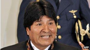 Evo Morales at a news conference on 16 April 2013