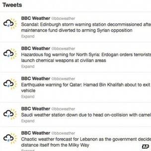 BBC Weather account with hacked messages