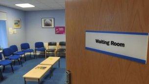 Empty GP waiting room