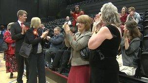 Labour celebrating gains at the Stevenage count