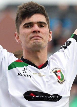 Jimmy Callacher headed Glentoran into a 2-1 lead in the Irish Cup final