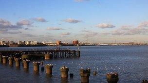 Southern bank of the Thames at Gallions Reach in Woolwich