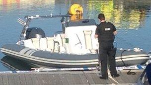 The speedboat in Padstow harbour