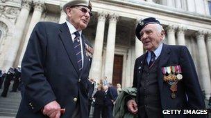 Veterans of the Battle of the Atlantic outside St Paul's Cathedral on 8 May 2013